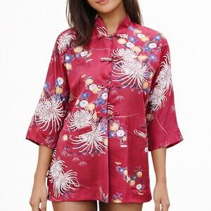 Vintage Liberty House of Hawaii Mandarin Blouse in Pink floral